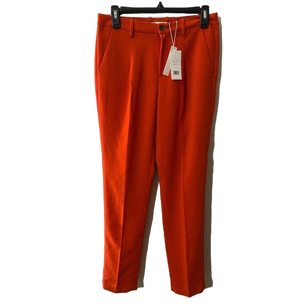 Vince Crepe Tailored Straight-Leg Pant New With Defect Size 6 Orange